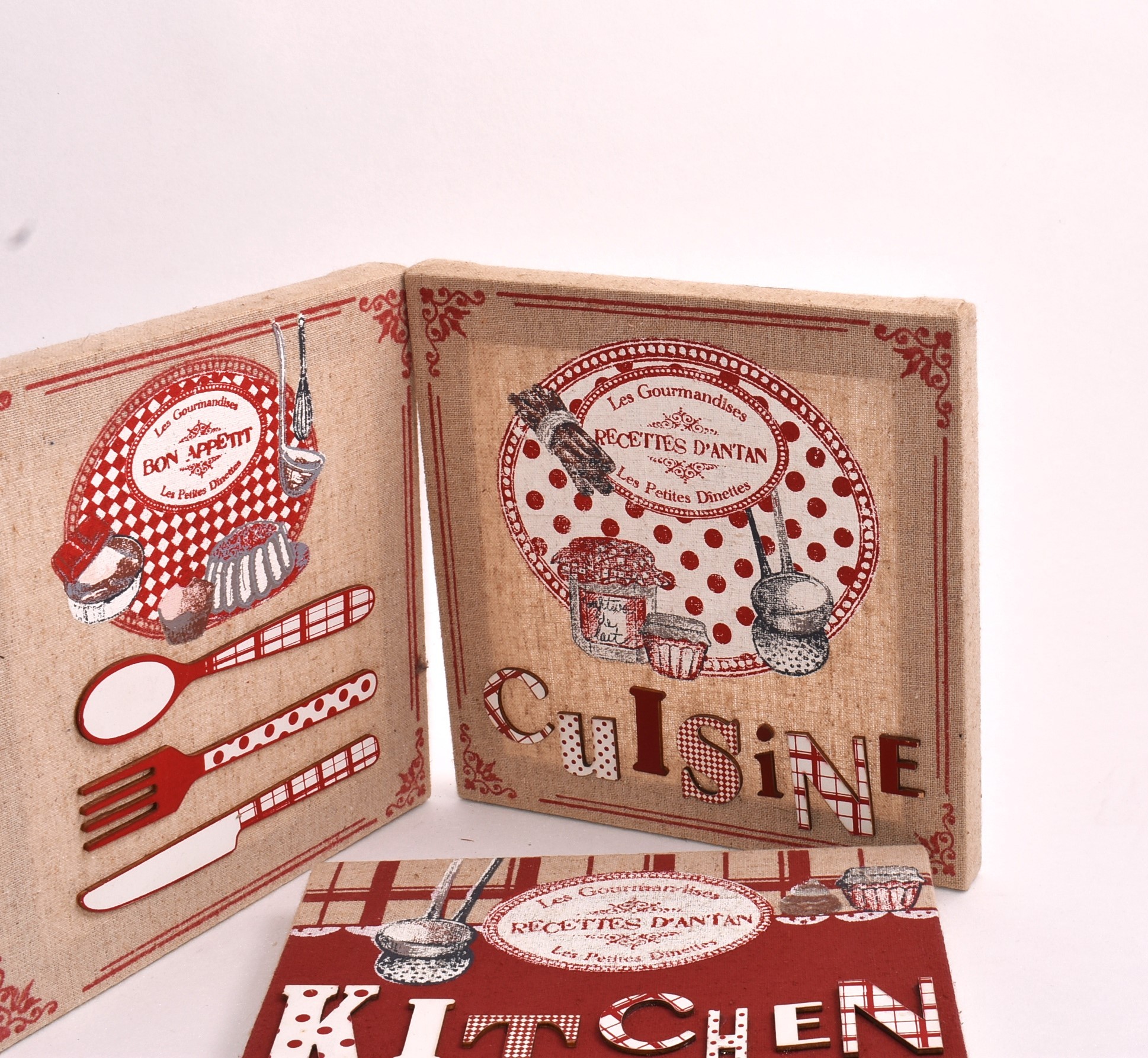 2 cadres porte-photo minnie - kit de trois toiles cuisines -tableau mural peint à la main avec cadre en bois " nature morte - Bon état - Photo 3